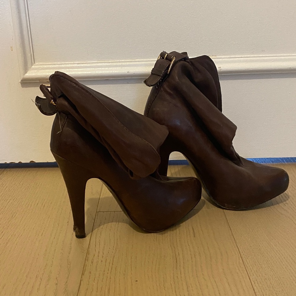 Elegant Brown High Heel Ankle Boots